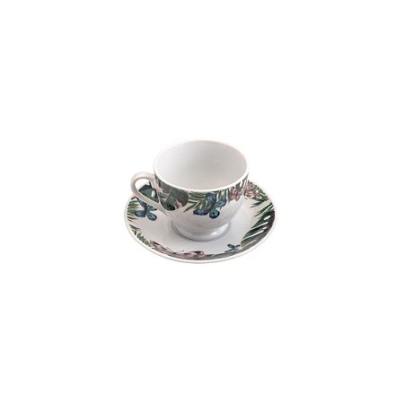 CJ 6 XÍCARAS P/CHÁ C/PIRES DE PORCELANA NATURE 180ml