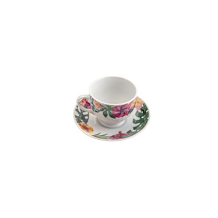 CJ 6 XÍCARAS P/CHÁ C/PIRES DE PORCELANA AMAZON 180ml