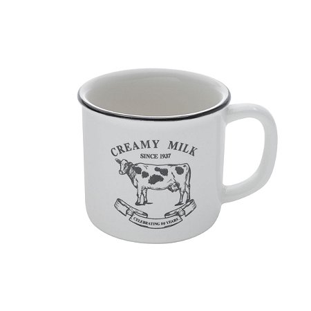 CANECA DE PORCELANA CREAMY MILK BRANCA E PRETA 230ml