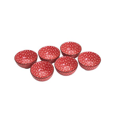 CJ 6 BOWLS DE PORCELANA PETERSBURGO LARANJA E BRANCO 9,5x5cm