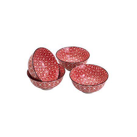 CJ 4 BOWLS DE PORCELANA PETERSBURGO LARANJA E BRANCO 12x5,5
