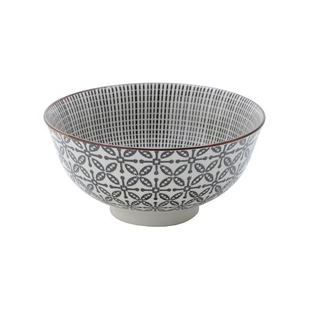 CJ 4 BOWLS DE PORCELANA MARRAKECH MARROM E BRANCO 12x5,5cm