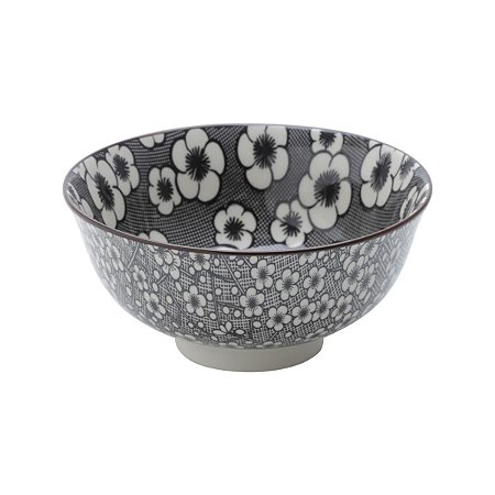 CJ 4 BOWLS DE PORCELANA FLORENÇA PRETO E BRANCO 12x5,5cm