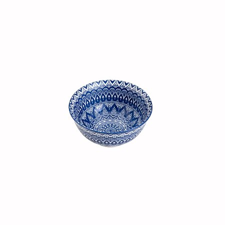 BOWL DE CERÂMICA GEOMÉTRICO AZUL E BRANCO 12cm