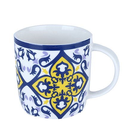 CANECA DE PORCELANA LADRILHO AMARELO 350ml