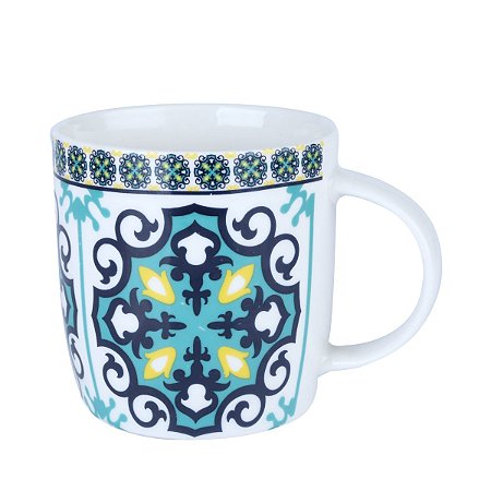 CANECA DE PORCELANA LADRILHO VERDE 350ml