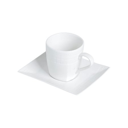 CJ 6 XÍCARAS CHÁ C/PÍRES PORCELANA SUPER WHITE SQUARE 200ml