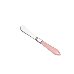 CJ 6 ESPÁTULAS AÇO INOX CABO PLÁSTICO MOTHER PEARL ROSA 16