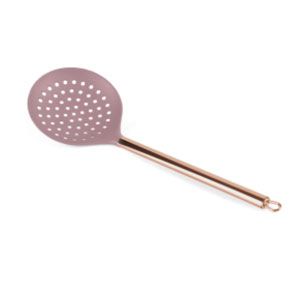 ESCUMADEIRA DE NYLON C/CABO DE AÇO INOX ROSÉ 34cm