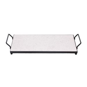 BANDEJA C/ALÇA DE MÁRMORE E FERRO TERRAZZO 25x12cm
