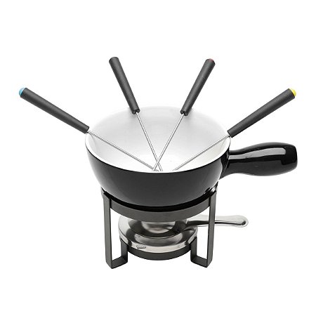 APARELHO FONDUE 8PC FERRO PINTURA EPOXY E CERÂMICA PRETO