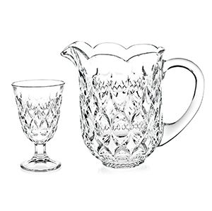 CJ 7PC JARRA C/6 TAÇAS DE CRISTAL P/ÁGUA LILE 1,5l/240ml