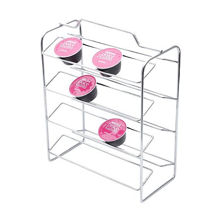 SUPORTE 30 CÁPSULAS CAFÉ DOLCE GUSTO FERRO CROMADO 23x11x30