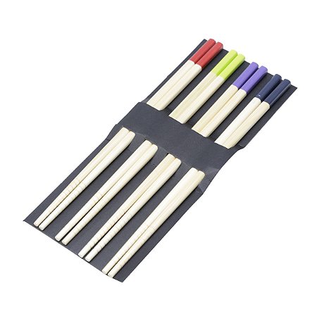CJ 4 PARES DE HASHI DE BAMBU C/PONTA COLORIDA 24cm
