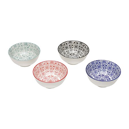 CJ 4 BOWLS DE PORCELANA ROYAL COLORIDO 15x7cm