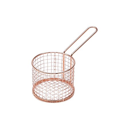 CESTA DE FERRO CROMADO ROSÉ 21x10x10cm