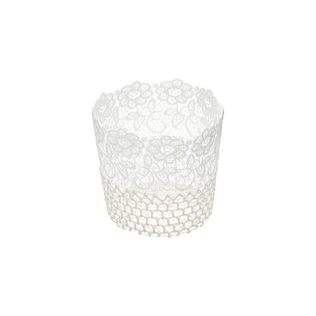 CESTA DE PLÁSTICO CROCHÊ DELICATE BRANCA 16x15cm