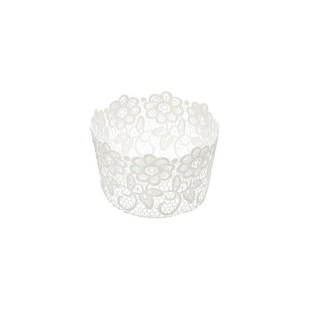 CESTA DE PLÁSTICO CROCHÊ DELICATE BRANCA 14x9cm
