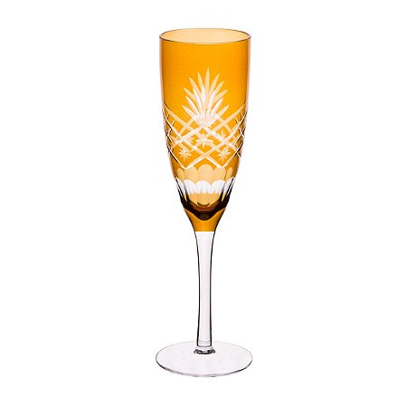 CJ 6 TAÇAS CHAMPAGNE VIDRO LAPIDADAS TROPICALIS ÂMBAR 150ml