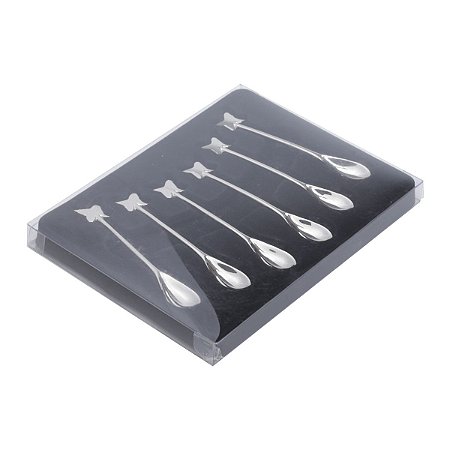 CJ 6 COLHERES P/CAFÉ DE ZAMAC SILVER PLATED BUTTERFLY 11cm