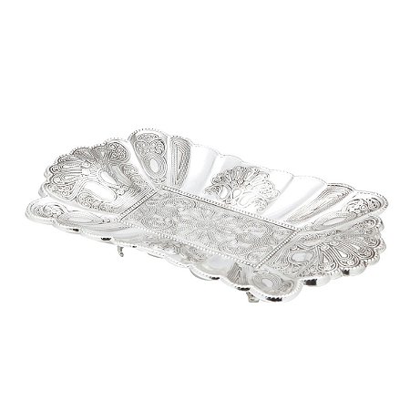 BANDEJA DE ZAMAC NIQUELADO PAVÃO 25,5x15x5,5cm