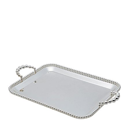 BANDEJA C/ALÇA DE ZAMAC NIQUELADO BALLS 43x26x5cm