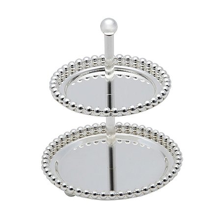 PORTA DOCES 2 ANDARES DE ZAMAC NIQUELADO BALLS 11/13,5x17cm