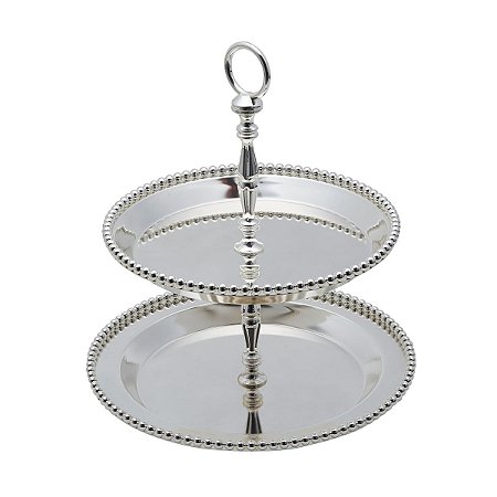 PORTA DOCES 2 ANDARES DE ZAMAC NIQUELADO BALLS 22,5/26x30cm