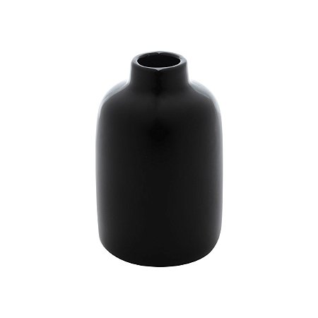 VASO DECORATIVO CERÂMICA PRETO 8x12cm
