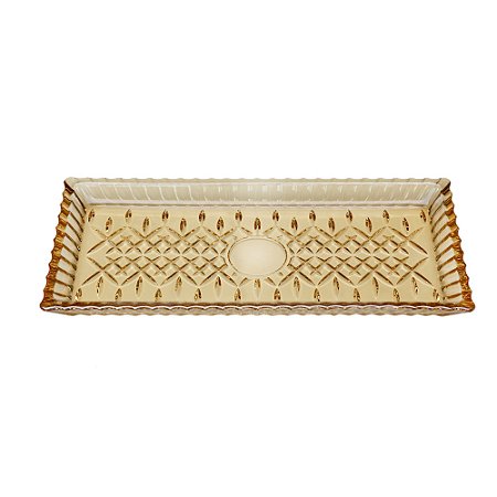 TRAVESSA CRISTAL RETANGULAR LYS ÂMBAR 34x17cm