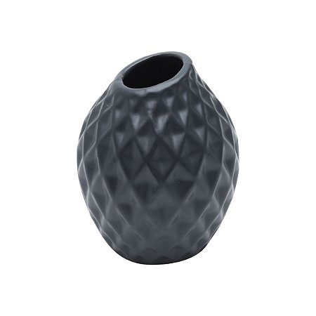 VASO DECORATIVO CERÂMICA PRETO 11x13cm