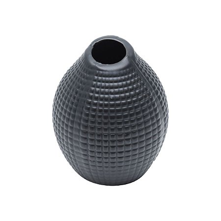 VASO DECORATIVO CERÂMICA PRETO 11x13cm