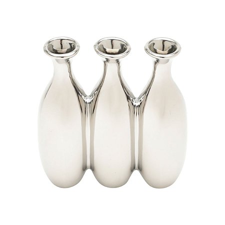 VASO DECORATIVO CERÂMICA PRATEADO 14x6x16cm