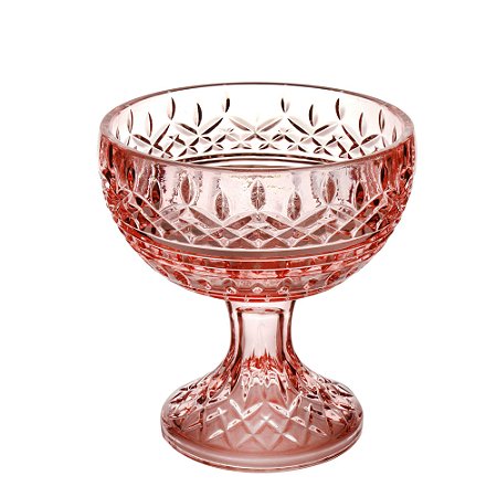 CENTRO DE MESA CRISTAL C/PÉ LYS ROSA 14x15cm