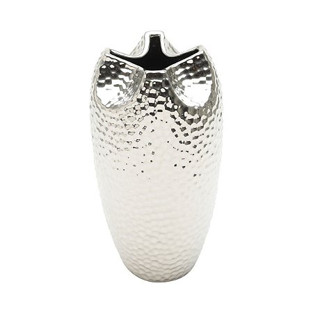 VASO DECORATIVO CERÂMICA PRATEADO 16x30cm