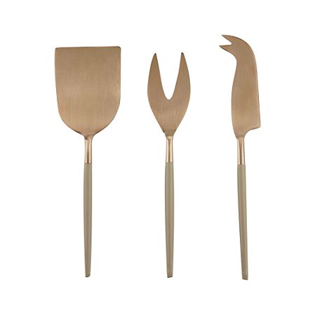 CJ 3PC AÇO INOX P/QUEIJO KYOTO ROSÉ GOLD/NUDE
