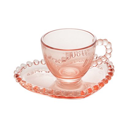 CJ 4 XÍCARAS CAFÉ CRISTAL C/PIRES PEARL ROSA 80ml