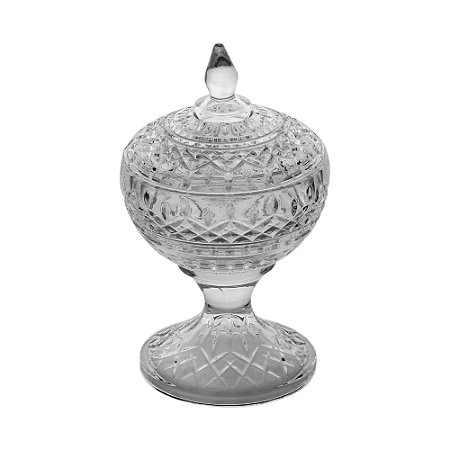 POTICHE DECORATIVA CRISTAL C/PÉ LYS 14x22cm