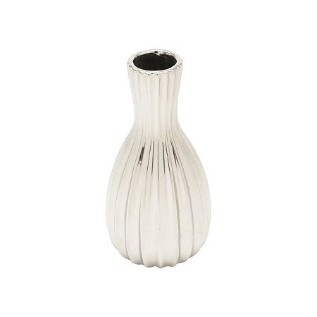 VASO DECORATIVO CERÂMICA PRATEADO 8x15cm