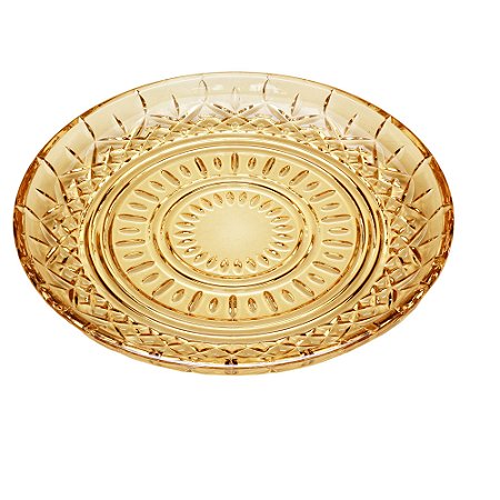 CJ 6 PRATOS CRISTAL SOBREMESA LYS ÂMBAR 20cm