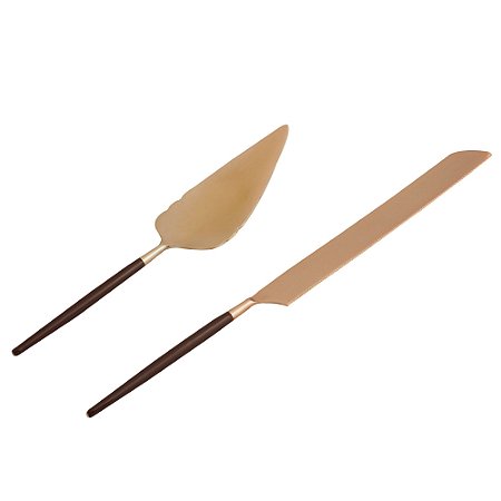 CJ 2PC AÇO INOX P/BOLO KYOTO ROSÉ GOLD/CARMIM
