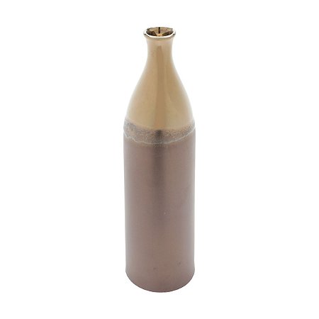 VASO DECORATIVO CERÂMICA MARROM 9x32cm
