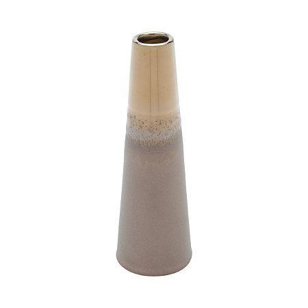 VASO DECORATIVO CERÂMICA MARROM 6x18cm