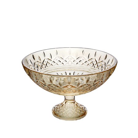 CENTRO DE MESA CRISTAL C/PÉ LYS ÂMBAR 30x19cm