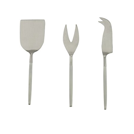 CJ 3PC AÇO INOX P/QUEIJO KYOTO INOX/OFF WHITE