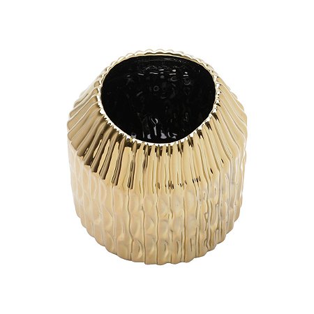 VASO DECORATIVO CERÂMICA DOURADO 15x13cm