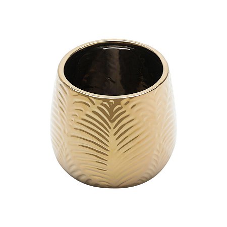 VASO DECORATIVO CERÂMICA DOURADO 16x13cm