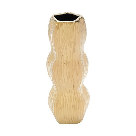 VASO DECORATIVO CERÂMICA DOURADO 14x35cm