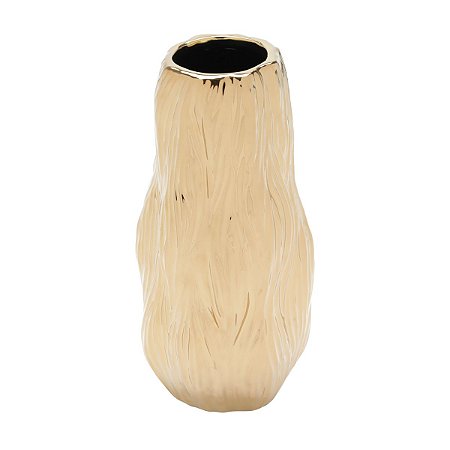 VASO DECORATIVO CERÂMICA DOURADO 14x29cm