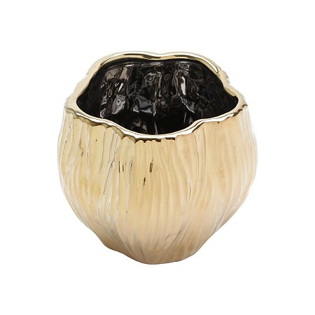VASO DECORATIVO CERÂMICA DOURADO 15x14cm